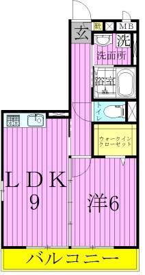エクセレンス(1LDK/2階)の間取り写真