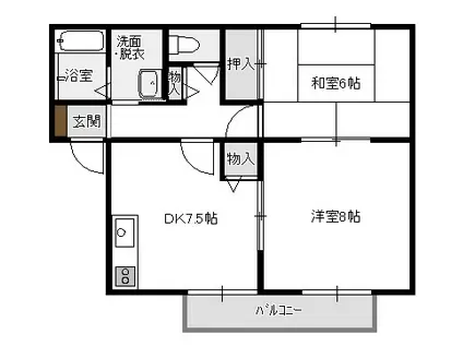 サンガーデンTOYANO B棟(2DK/2階)の間取り写真