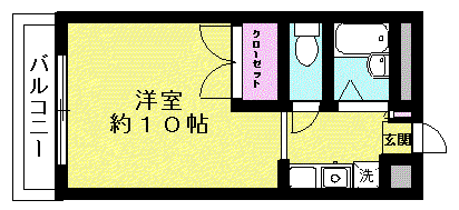クローバーフィールド(1K/1階)の間取り写真