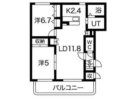 ライフ畔田(2LDK/3階)の間取り写真