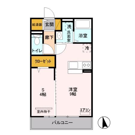 グランディール石橋(1LDK/1階)の間取り写真