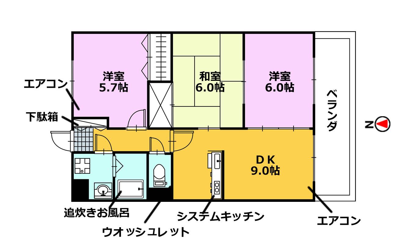 MGランドマーク(3LDK/2階)の間取り写真
