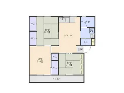 嶺ハイツ(3DK/1階)の間取り写真