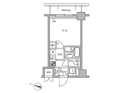 レジディア広尾II(1K/9階)の間取り写真