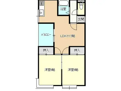OCTET・アオヤマ(2LDK/2階)の間取り写真