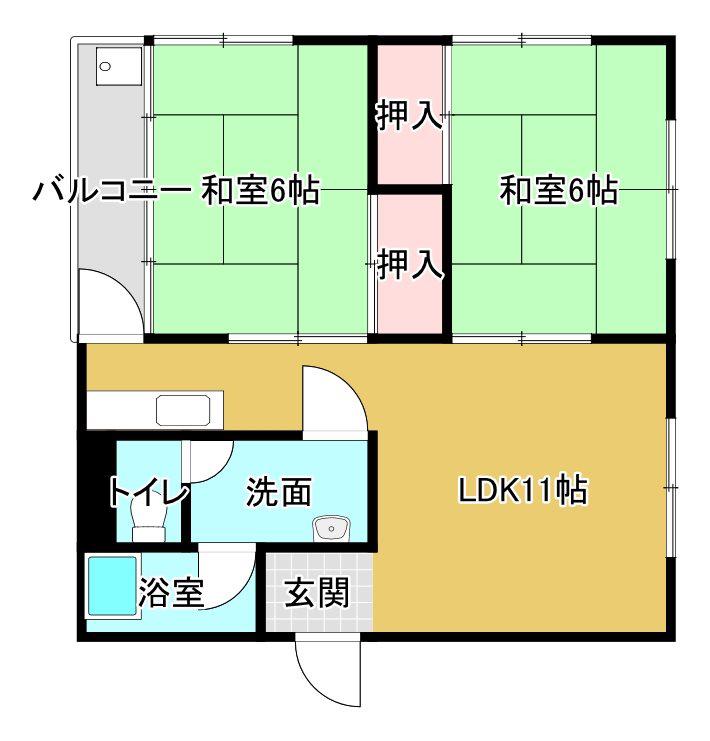 堀ビル(2LDK/4階)の間取り写真