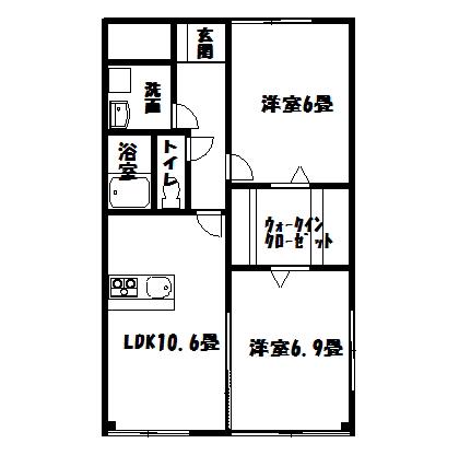 ミヨヒコHK-I(2LDK/3階)の間取り写真