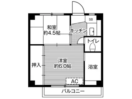 ビレッジハウス厨川4号棟(2K/1階)の間取り写真