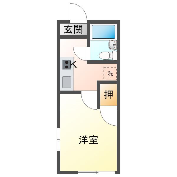 モンパレス安中第2ー1号館(1K/1階)の間取り写真