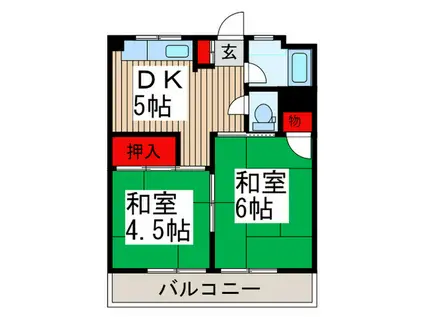 第一須賀ハイツ(2DK/2階)の間取り写真