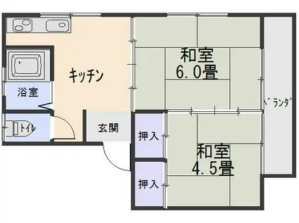 コーポ大宮A棟(2DK/1階)の間取り写真