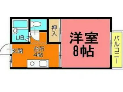 ヴェール六万寺(1K/2階)の間取り写真