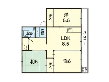 プラシード正栄(3LDK/3階)の間取り写真