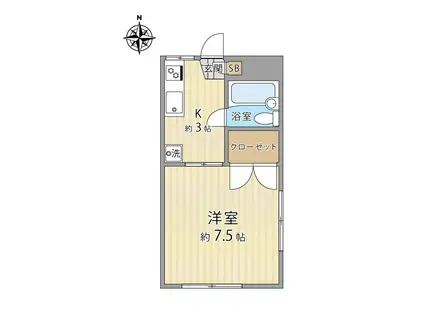 ネオハイムU(1K/2階)の間取り写真