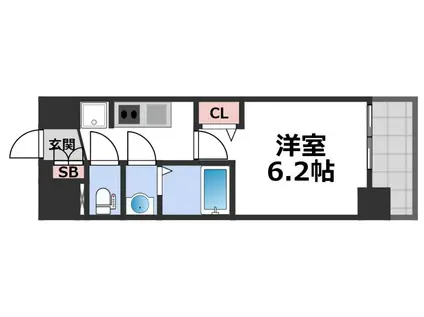 メインステージ天王寺サイドシティ(1K/9階)の間取り写真