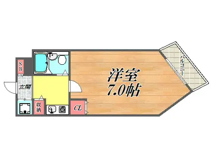 キューブ武庫川7(1K/2階)の間取り写真