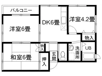 ロイヤルコート藤E棟(3DK/1階)の間取り写真
