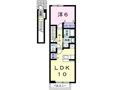 ジョーンティーヴィラ(1LDK/2階)の間取り写真