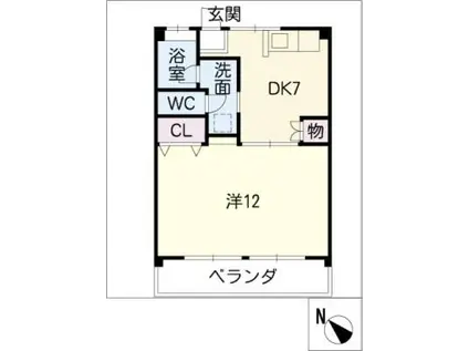 青山パークマンション(1DK/3階)の間取り写真