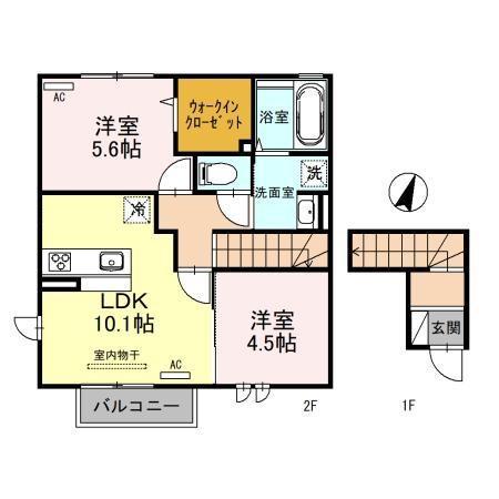 エクセレント上近江 A201(2LDK/2階)の間取り写真
