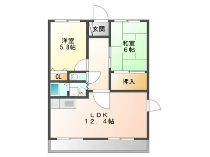 プレシアス中央(2LDK/3階)の間取り写真