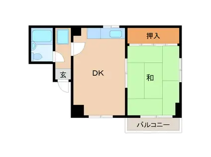 立花信濃マンション(1DK/2階)の間取り写真