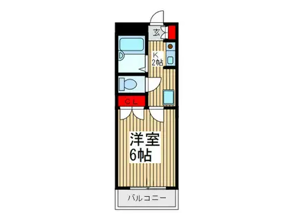 マンションひなげし(1K/2階)の間取り写真