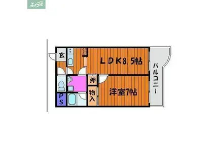 アビターレ下中野(1LDK/3階)の間取り写真