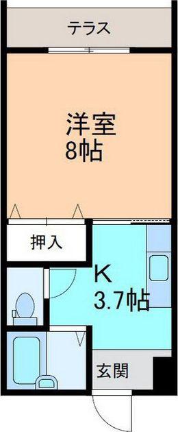 プチクリスタル2(1K/2階)の間取り写真