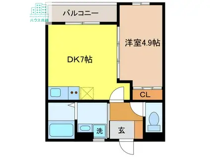 RESIDENCE戸石(1DK/2階)の間取り写真