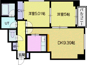 WELLSIDE T 451(2DK/4階)の間取り写真