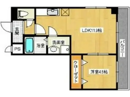 アクティブオクダ(1LDK/4階)の間取り写真