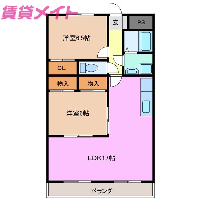 グレースマンション藤(2LDK/7階)の間取り写真