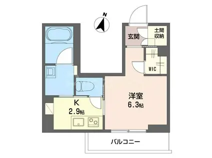 カッサーロ II(1K/2階)の間取り写真