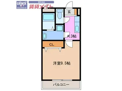 メゾンモンマルトル2(1K/1階)の間取り写真