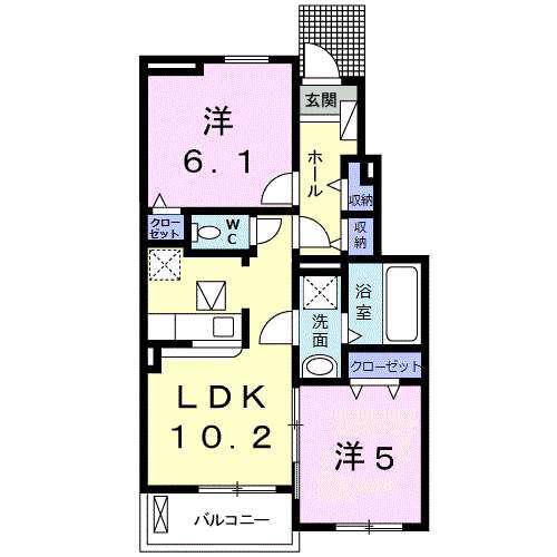 サームヴェリテ II(2LDK/1階)の間取り写真