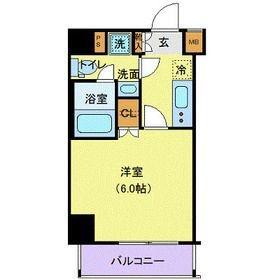 プレセダンヒルズ八王子(1K/2階)の間取り写真
