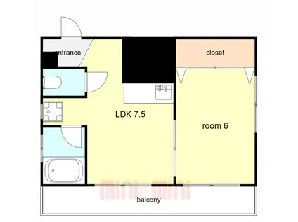 奥谷ビル(1LDK/4階)の間取り写真