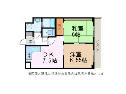 ロワール中央ビル(2DK/3階)の間取り写真