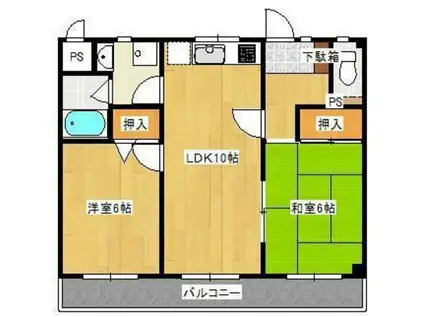 グランドハイツ井出口(2LDK/1階)の間取り写真