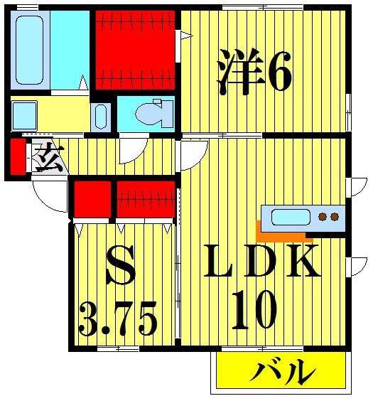 リバレインI(2LDK/1階)の間取り写真