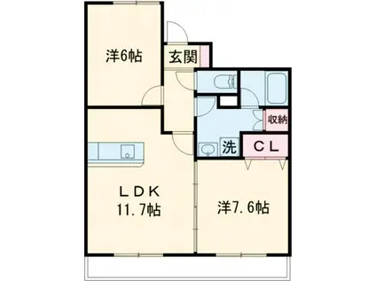 マンションエルガーデン(2LDK/5階)の間取り写真