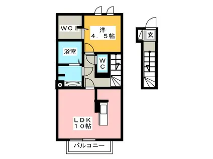 ファミールハイムE(1LDK/2階)の間取り写真