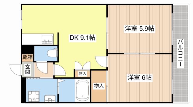 プロニティ・K(2DK/2階)の間取り写真
