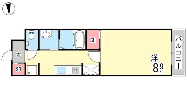 パトリア芦屋(1K/2階)の間取り写真