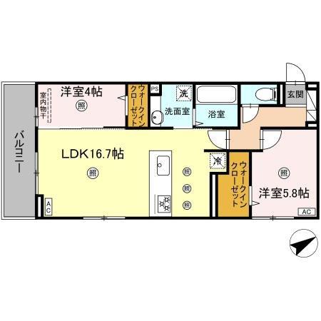 アピアランス中井(2LDK/3階)の間取り写真