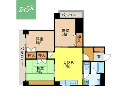 プラスドゥカネガエ(3LDK/6階)の間取り写真