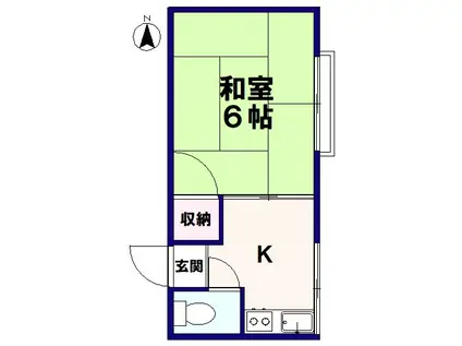 大村荘(1K/2階)の間取り写真