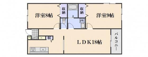 ライズガーデン 参番館(2LDK/1階)の間取り写真