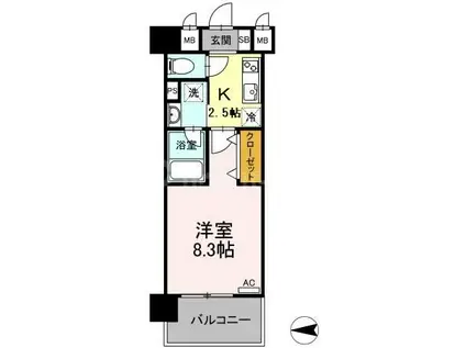 都営三田線 西台駅 徒歩9分 7階建 築6年(1K/1階)の間取り写真